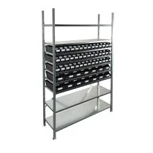 Behälterregal 2.000x1.300x400mm mit 56 Lagerbehältern / 224 Positionen schwarz