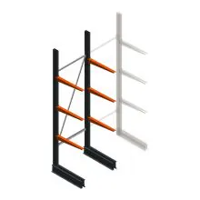Leichtes Kragarmregal BR einseitig 2500x750x600 mm (HxBxT) 3 Ebenen Grundregal