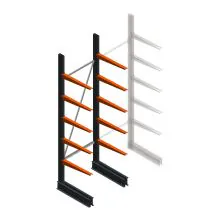 Leichtes Kragarmregal BR einseitig 2500x750x600 mm (HxBxT) 5 Ebenen Grundregal