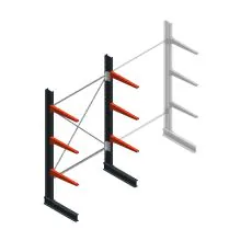 Medium Kragarmregal BR einseitig 2500x1500x600mm (HxBxT) 3 Ebenen Grundregal 290/Arm
