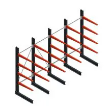 Vorteilsreihe medium Kragarmregal einseitig 2500x5000x800 mm (HxBxT) 4 Ebenen 220/Arm
