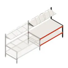 Verstellbarer Packtisch zweilagig mit Aufbau 1950x1000x1600-1750 mm (HxBxT) Anbauregal