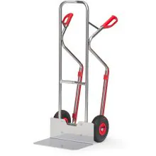 Aluminium-Sackkarre 200 kg 1300 mm mit Luftreifen, extra große Schaufel und Gleitstreifen