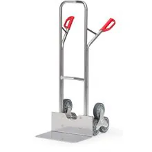 Treppen-Sackkarre Aluminium 200 kg 1300 mm mit 2 dreiflügeligen Sternrollen, extra breite Schaufel