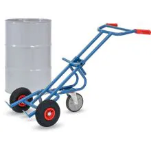 Fasskarre 300 kg 1600 mm mit Luftreifen und Stütz-Lenkrolle