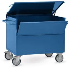 Kastenwagen 600 kg 1200x800 mit Wänden aus Stahlblech und Deckel