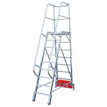 Plattformtreppe Krause Vario Compact mit Stabilisator 750mm 9 Stufen 2100mm