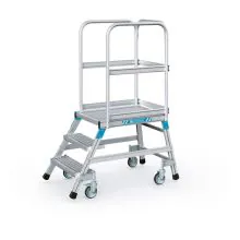 Fahrbare Plattformtreppe Zarges mit Gitterroststufen einseitig 3 Stufen 720 mm