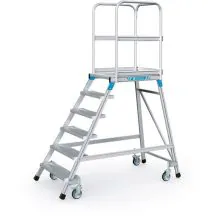 Fahrbare Plattformleiter Zarges Aluminium einseitig 6 Stufen 1440 mm