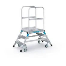Fahrbare Plattformtreppe Zarges Aluminium beidseitig begehbar 2x3 Stufen 720 mm