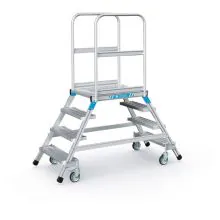 Fahrbare Plattformtreppe Zarges Aluminium doppelt 2x4 Stufen 960 mm