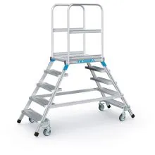 Fahrbare Plattformtreppe Zarges Aluminium beidseitig 2x5 Stufen 1200 mm