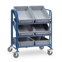 Lagerbehälterwagen 250 kg mit 3 Etagen 820x610 und 6 Eurobehälter
