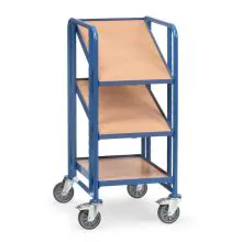 Lagerbehälterwagen 250 kg mit 3 Holz-Ebenen 410x610