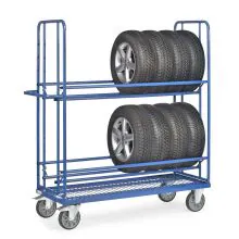Reifenwagen 400 kg mit 2 Ladeflächen und Plattform mit eingeschweißtem Drahtgitter