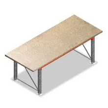 Einlagiger Packtisch, Packtisch 2680x1100x925 mm (LxDxH) Rahmen nicht vormontiert
