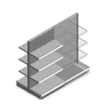 Gondola Tego Ladenregal 1800x1000x370 mm (hxbxt) 4 Ebenen RAL9006 Anfangsregal