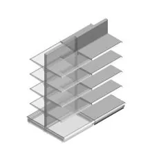 Gondel Tego Ladenregal 2200x1000x570 mm (hxbxt) 5 Ebenen RAL9006 Anbauregal