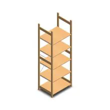Hölzernes Fachbodenregal BT Euro 2400x770x600 mm (HxBxT) 5 Ebenen Grundregal