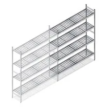 Hygienisches Regal 5711 1800x1190x360 mm (HxBxT) 4 Ebenen Anbauregal