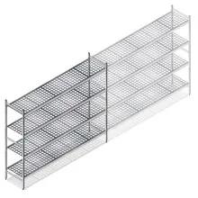 Hygienisches Regal 6611 1800x1620x560 mm (HxBxT) 4 Ebenen Grundregal