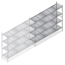 Hygienisches Regal 6611 1800x1740x560 mm (HxBxT) 4 Ebenen Anbauregal
