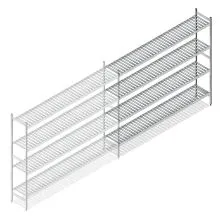 Hygienisches Regal 6811 1800x1740x360 mm (HxBxT) 4 Ebenen Anbauregal