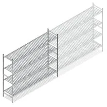 Hygienisches Regal 6811 1800x1740x560 mm (HxBxT) 4 Ebenen Grundregal