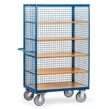 Schrankwagen 750 kg 1200x780 mit 5 Ebenen und Drahtgitterwänden