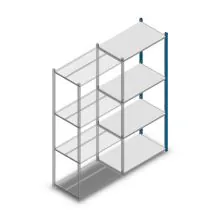 Fachbodenregal Medium Duty 2000x850x500mm (HxBxT) 4 Ebenen blau Anbauregal