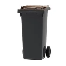 Abfallbehälter, mobiler Rollcontainer 120 Liter grau braun