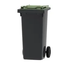 Abfallbehälter, mobiler Rollcontainer 120 Liter grau grün
