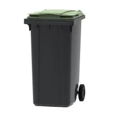 Abfallbehälter, mobiler Rollcontainer 240 Liter grau grün