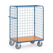 Paketwagen, Transportwagen 1000x700x1552 mm (HxBxT) 600 kg mit 3 Drahtgitterwänden
