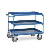 Stahl-Tischwagen 400 kg mit 3 stählernen Etagen und horizontalem Schiebegriff 850x500