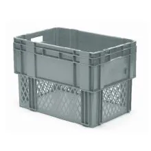 Stapelbare, nestbare Transportkiste DTK1 600x400x420 mm (lxbxh) grau
