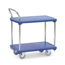 Tischwagen, Transportwagen 200 kg aus Kunststoff mit 2 Etagen und Schiebegriff 810x500