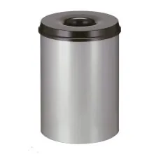 Feuerlöschender Papierkorb 50 Liter aluminiumgrau-schwarz