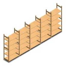 Vorteilsreihe hölzernes Fachbodenregal BT Euro 2100x5030x500 mm (HxBxT) 5 Ebenen