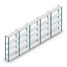Vorteilsreihe Fachbodenregal Medium Duty 2000x5000x300 mm (HxBxT) 5 Ebenen blau