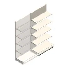 Wandregal Tego 2200x1000x470 mm (hxbxt) 5 Ebenen RAL9001 Anbauregal
