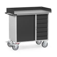 Werkstattwagen aus Stahlblech 400 kg mit 1 Schrank, 6 Schubladen und hochstehender Kante 985x590 anthrazit