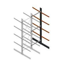 Schweres Kragarmregal beidseitig 5000x1500x1200 mm (HxBxT) 4 Ebenen Anbauregal