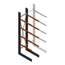 Schweres einseitiges Kragarmregal 4000x800x1200 mm (HxBxT) 4 Ebenen Grundregal