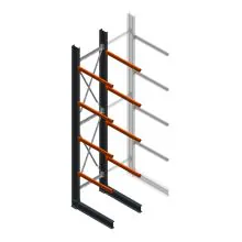 Schweres einseitiges Kragarmregal 5000x1000x1200 mm (HxBxT) 4 Ebenen Grundregal