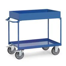 Schwerer Tischwagen 400 kg mit 2 Etagen-Lagerbehältern und horizontalem Griff 850x500