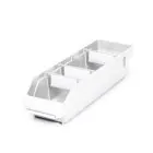 Lagerbehälter 4012 weiß mit 3 Trennwänden und 4 Etiketten 400x120x95mm (HxBxT)