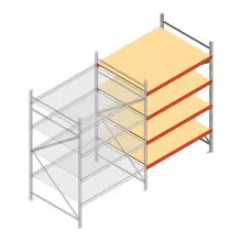 Weitspannregal AR 2250x1850x1200 mm (hxbxt) 4 Ebenen verzinkt Anbauregal mit vormontierten Rahmen