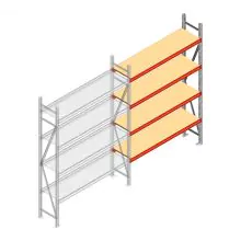 Weitspannregal AR 2500x1850x400 mm (hxbxt) 4 Ebenen verzinkt Anbauregal mit vormontierten Rahmen