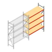 Weitspannregal AR 2500x1850x600 mm (hxbxt) 4 Ebenen verzinkt Anbauregal mit vormontierten Rahmen